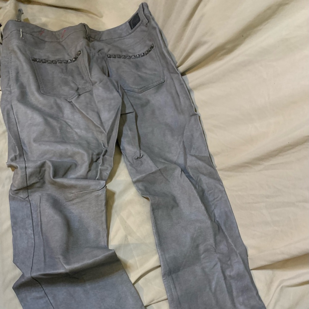 Gray faux leather pants